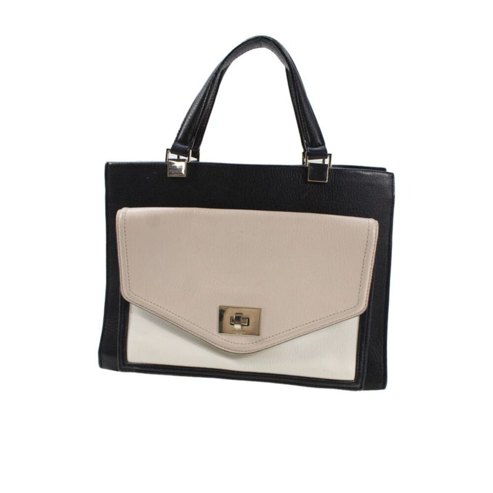 Kate Spade New York Womens Double Handle Pocket Front Tote Handbag White Black